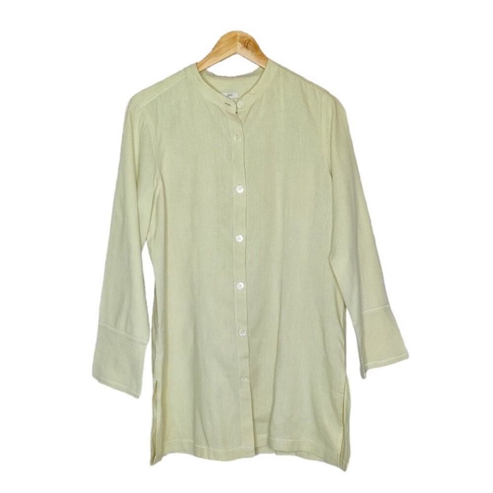 J. Jill Lime Neutral Linen Button Tunic